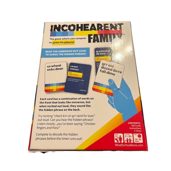 Incohearent Family Edition by What Do You Meme? Family Party Game Used Complete - Picture 4 of 5
